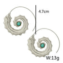 Fashion Minimalist Spiral Leaves with Green Turquoise Hoop Earrings Persona Q6W3