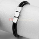 Stainless Steel Cross ID Black Rubber Men Women Cuff Bracelet Wristband Bangle