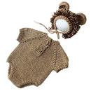 Kids Romper Baby Jumpsuit Bodysuit with Hat Knitting Sweater Photo Props A