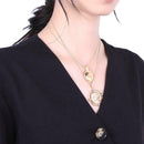 Women Retro Double Layers Alloy Round Pendant Long Necklace Clavicle Chain