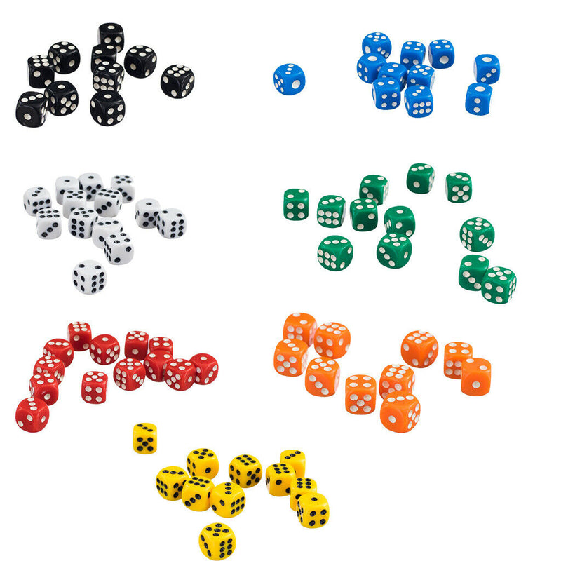 100 Pack D6 Dice Plastic Six Sided Dice for D&D Role Playing Board Games
