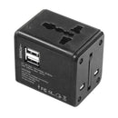 Universal Travel Ac Adapter Power Plug Outlet With Dual Usb Chargerï¼ˆBlackï¼‰