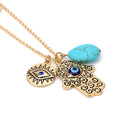 Chic Lucky Protection Hamsa Fatima Hand Evil Eye Pendant Beads Chain Necklace AU