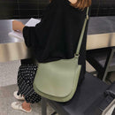 Solid Color Shoulder Handbags Leather Women Big Flap Crossbody Bags (Green)