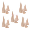 15pcs Natural Wood Cone Shape Ring Holder Display DIY Crafts Rack 3 Size