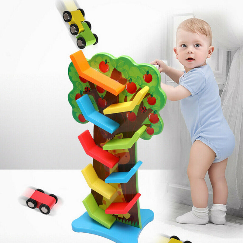 Colorful Race Car Ramp Set - 9 Levels Ramp Race & 3pcs Mini Cars - Toddlers