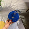 Mini Round Tote Shoulder Bag Women Leather Chain Messenger Purse (3 Blue) A