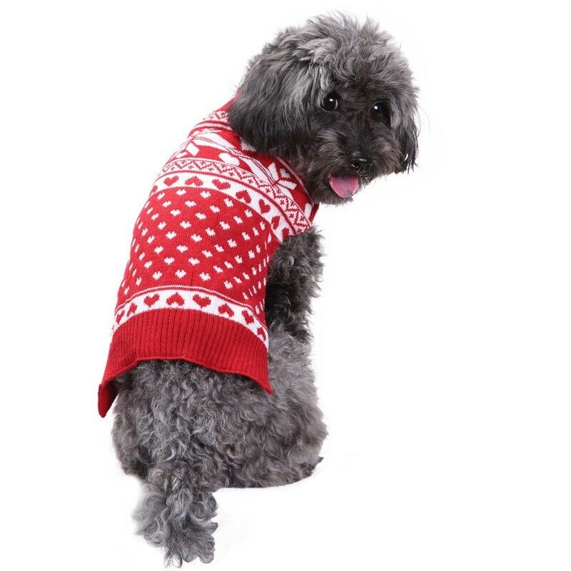 Pet Red Snowflake Turtleneck Sweater for Small Dogs S