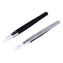 1Pc Ceramic Tips Tweezers Stainless Steel Handle Straight Aimed Tweezers SlivME