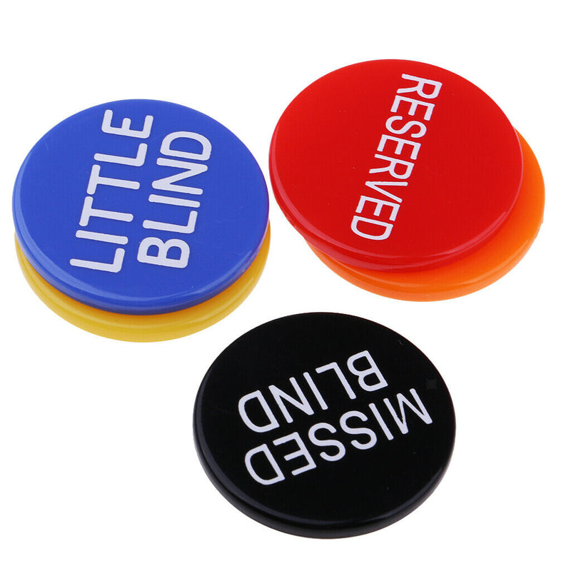 20Pcs BIG BLIND LITTLE BLIND MISSED BLIND KILL RESERVED Plastic Poker Chips