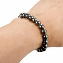 8mm Magnetic Hematite Black Round Beads Gem Stretch Therapy Bracelet Unisex