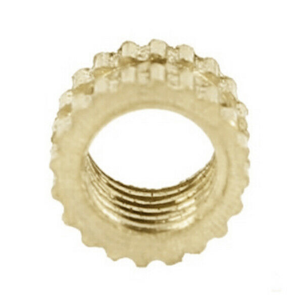 M2 x 3mm Brass Cylinder Knurled Threaded Round Insert Embedded Nuts 100pcs P2Y3