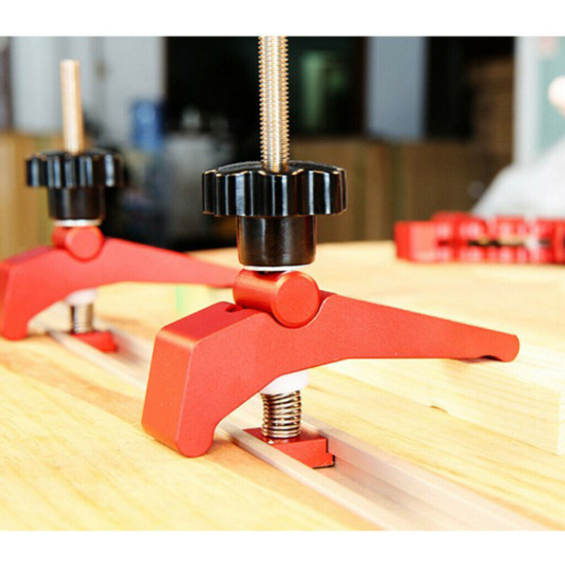 Quick Acting Hold Down Clamp T-slot T-track Clamp Set Woodworking Tool, Aluminum