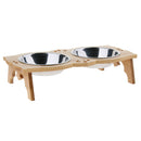 Raised Pet Feeder Solid Bamboo Stand Perfect for Cat Dog S02