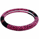 38cm leopard steering wheel cover in winter plush gear brake black/red