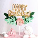 Forest Style Happy Birthday Flower Leaf Cake Topper Birthday Cake Decoration Ew