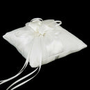 Lovely Ivory Bud Flower Wedding Ring Pillow 6 inch x 6 inch
