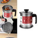 1.7L Grease Container with Strainer Non-stick Coating Grease Strainer Can