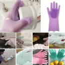1 pair Silicone Dish Scrubber Rubber Gloves Food Grade Cleaning Sponge Dish Y8P7