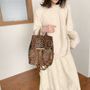 Fashion Leopard Women Backpack Retro PU Leather Shoulder Schoolbag (Yellow) A
