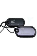 Army Style Black 2 Dog Tags Chain Mens Pendant Necklace
