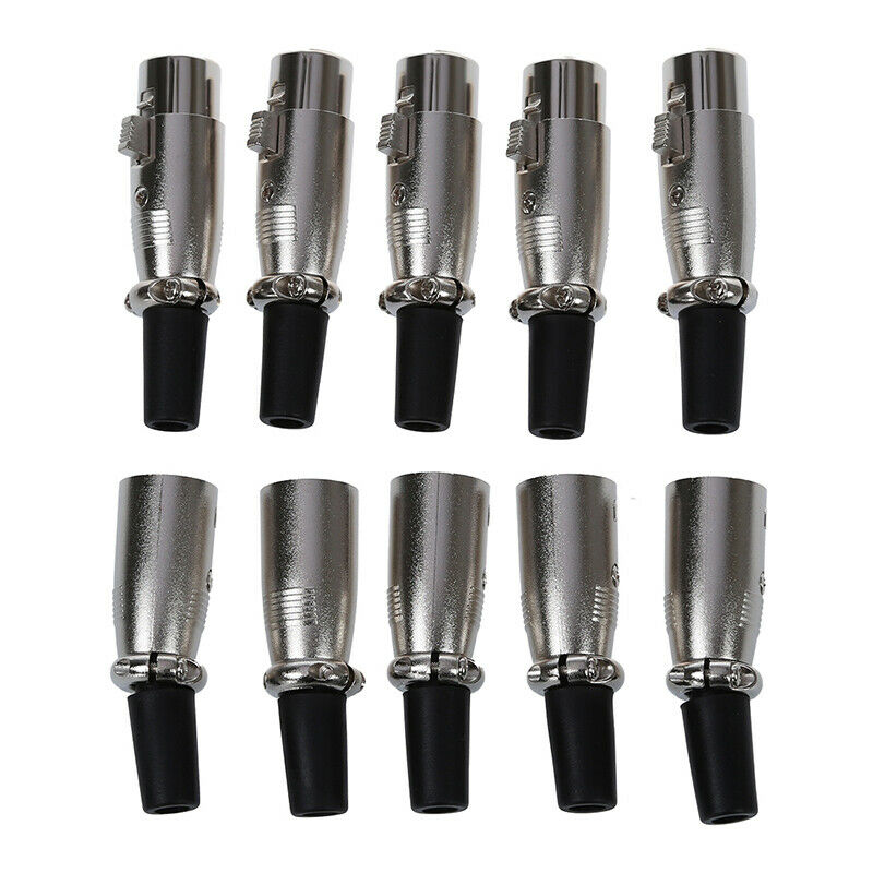 5 Pairs Male/Female 3 Pin XLR Jack Plug Miniphone MIC Audio Connector