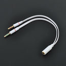 Popular Female to 2 Male Aux Audio Mic Splitter Cable Earphone Headphone Adapter