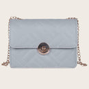 Fashion Women Messenger Shoulder Bag Leather Flap Crossbody Handbag (Grey)