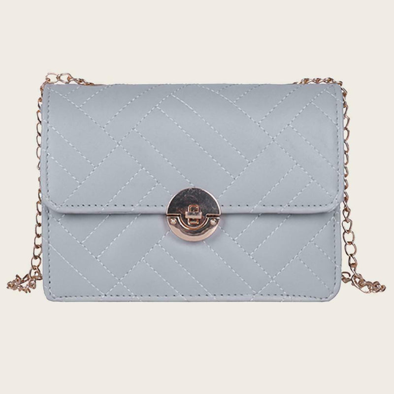 Fashion Women Messenger Shoulder Bag Leather Flap Crossbody Handbag (Grey)