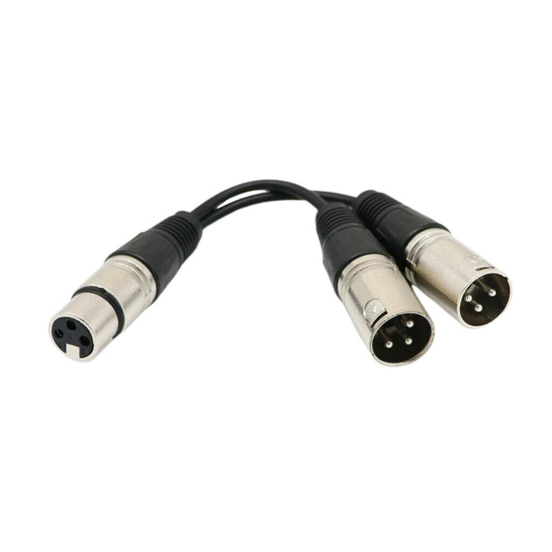 Female Connector XLR 3 Pin 6 "to 2 Male Plugs For Mic PA DJ Cable