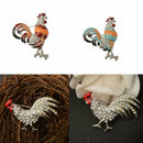 Retro Chinese Zodiac Cock Rooster Brooch Pins Crystal Animal Women Jewelry
