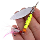 Fishing Lures Spinner Baits Metal Bionic Fish Hook Tackle Spoon Sequins Feather