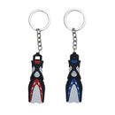 2x Mini Dive Fins Flippers Key Chain Holder Key Ring Keychain Blue+Red
