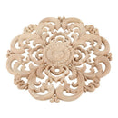 Woodcarving Furniture Decoration Solid Wood Door Round Applique Flower Him  A6V7