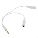Cable splitter of white earphones 3.5 mm audio