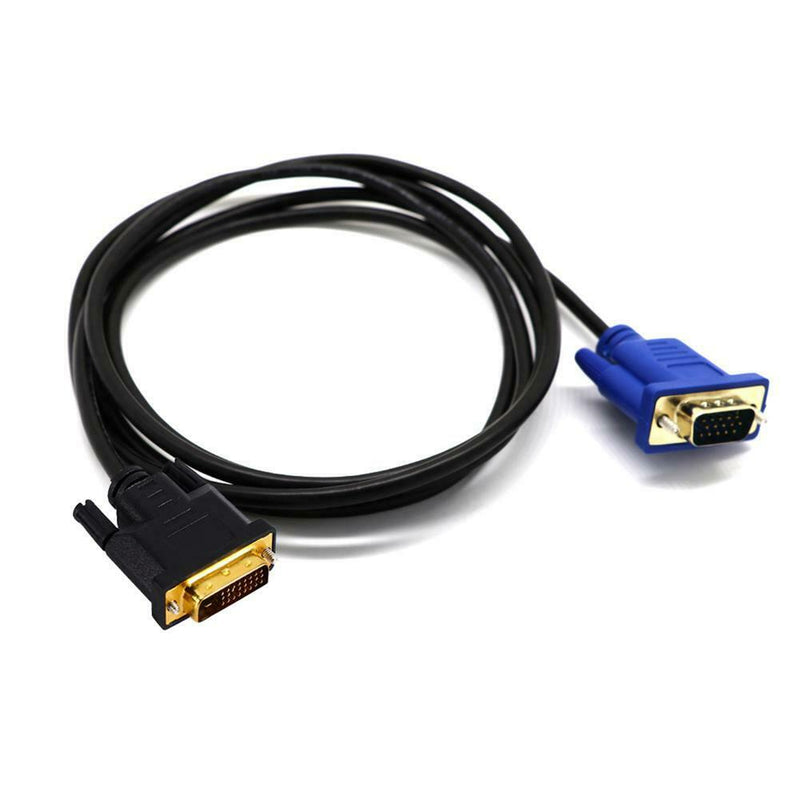1.5M DVI-I DVI to VGA D-Sub Video Adapter Cable Converter 1080P HDTV Windows