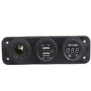 Waterproof Car Boat Dual Ports USB Charger Cigarette Lighter Port Voltmeter