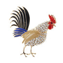 Clear Rhinestone Colorful Enamel Cock Rooster Brooch Costume Brooch Pin