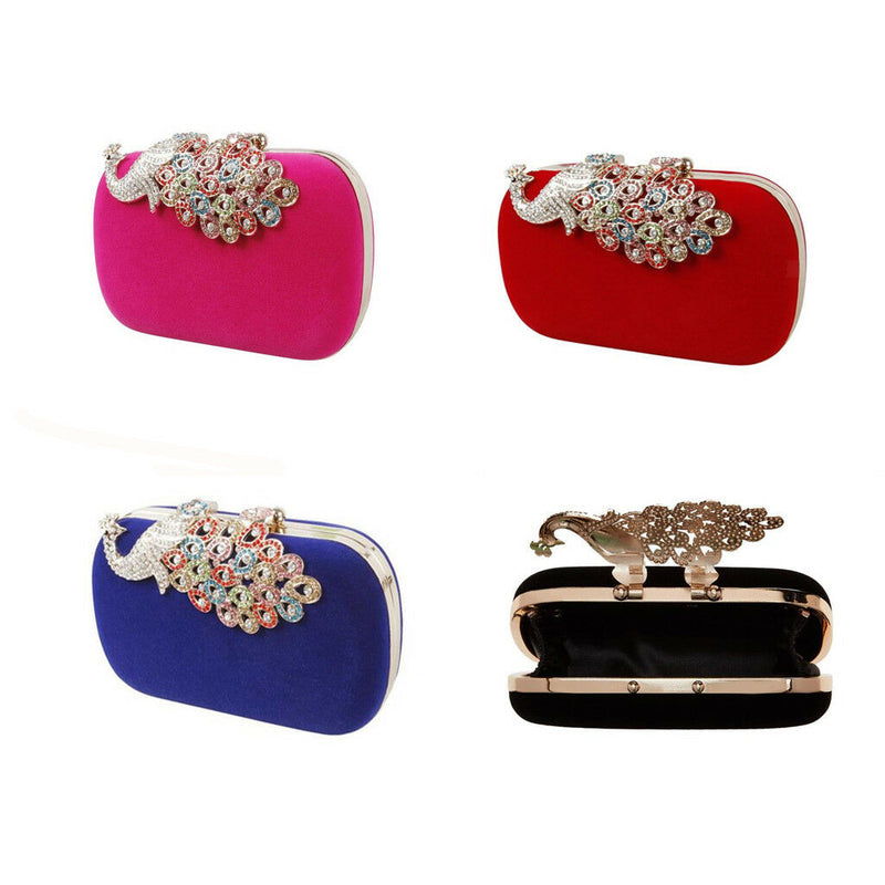 Crystal Womens Clutch Evening Handbag Wedding Party Purse Banquet Bags Red