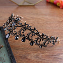 Black Crown Wedding Tiara Headband Rhinestones Bridal Hair Accessories Vint
