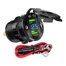 Quick Charge Car Charger Socket QC3.0 Socket LED Voltmeter Boat Black+Blue