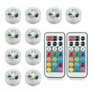 10X Multicolor RGB Party Submersible LED Light Remote Decor Control Waterpr I1X3