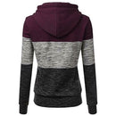 Stitching Women Long Sleeve Hit Color Autumn Leisure Hoodies (Red M) A