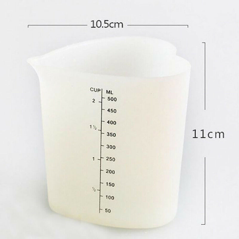 1 x Baking Kitchen 500ml Silicone Measuring Cup Double Scales Stir Pour