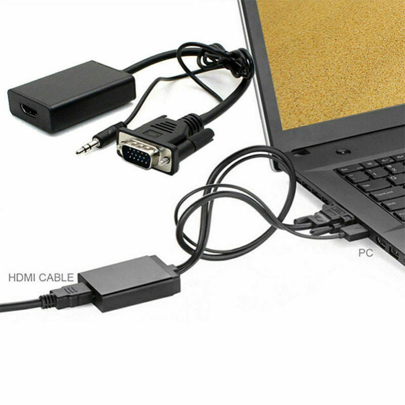 VGA Male To HDMI Output 1080P HD + HDTV Video USB Cable Cord Converter A YCI