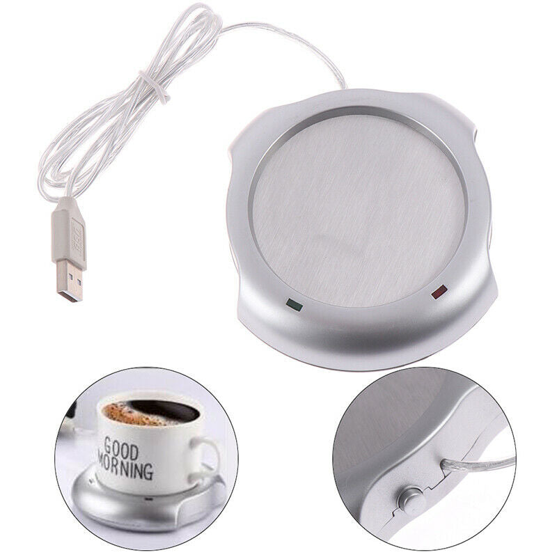 USB Insulation Coaster Heater Heat Electric Coffee Cup Mug Mat Pad Home Offic-