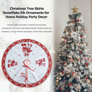 Christmas Tree Skirts Snowflake Elk Ornaments for Home Holiday Party Decor A