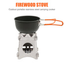 Portable Stainless Steel Wood Stove Outdoor Camp Picnic Foldable Burning Cooker