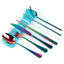 Stainless Steel Flatware Set Reusable Cutlery Set Travel Utensils Set with SE2P5