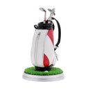 Desktop Golf Bag Pen Holder with Clock & Lawn Base & 3 Golf Club Pens Decor